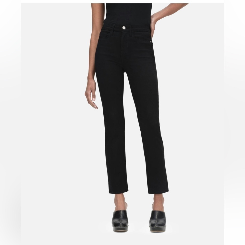 FRAME Black Le High Straight Crop Denim Size 33 - Picture 1 of 11